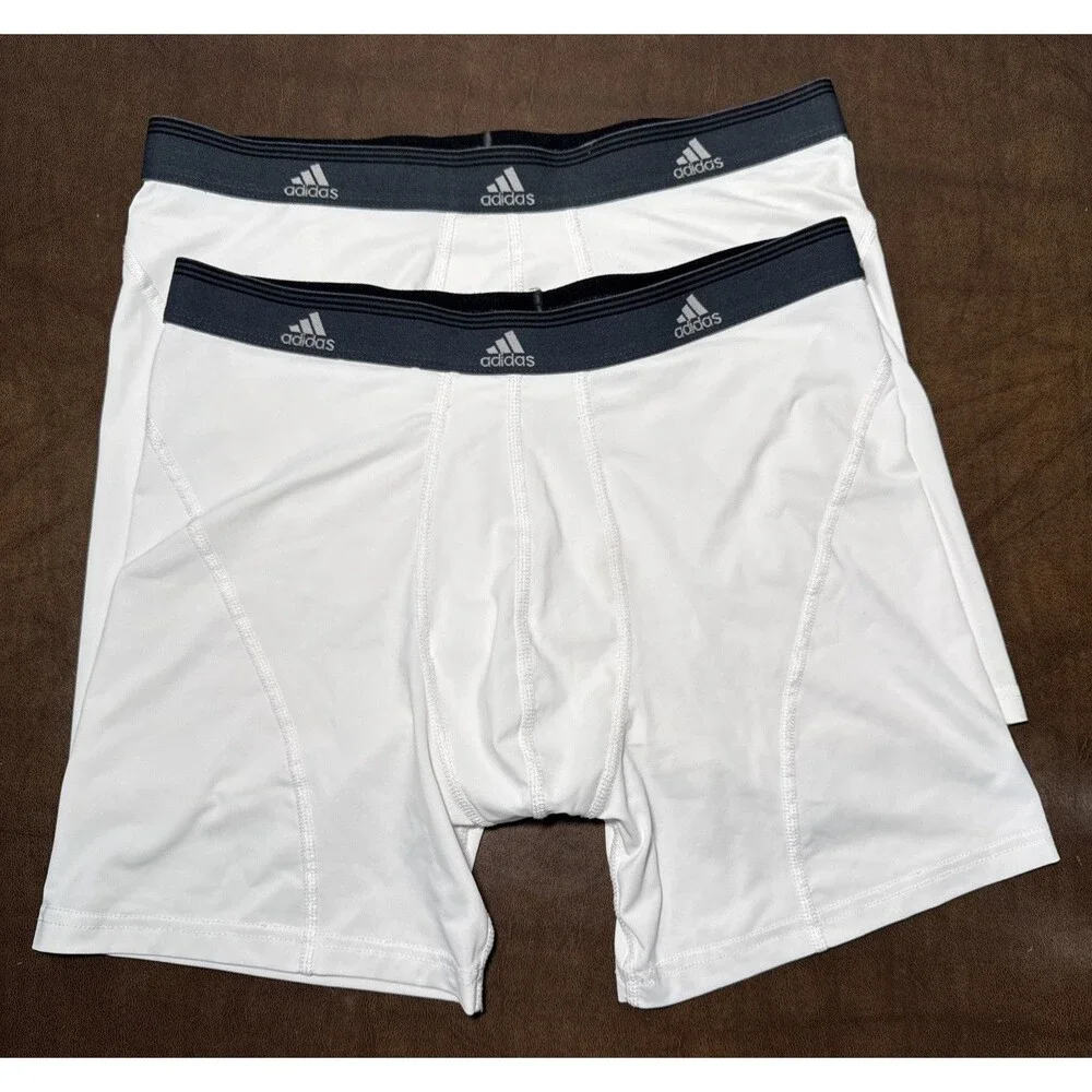 Lot of 2 Adidas Climalite Stretch Boxer Briefs White Men's Size L 36-38 NEW